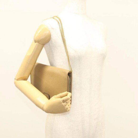 Christian Dior Chain Shoulder Bag Leather Beige Gold Auth BA2983 - Picture 15 of 16